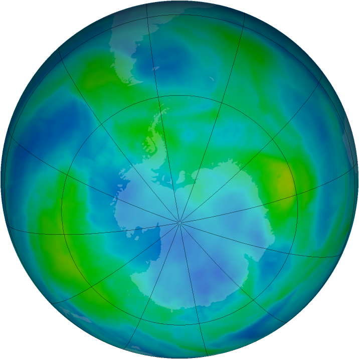 Antarctic ozone map for 22 April 2009